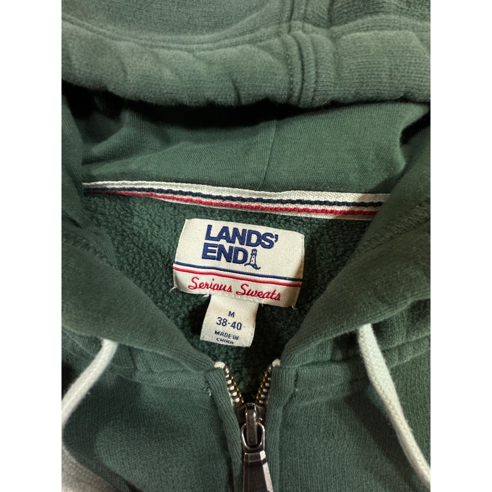 Lands End Full Zip Hoodie Womens Medium Green Serious Sweats Fleece Sweatshirt - Picture 3 of 8